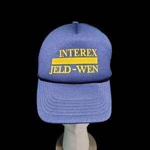 Vintage 90s Navy Blue Trucker Snapback Cap Hat